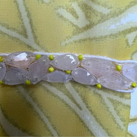 Badgley Mischka  Yellow Paradiso Dress Size 4 Beaded Attatched Belt - Picture 7 of 16